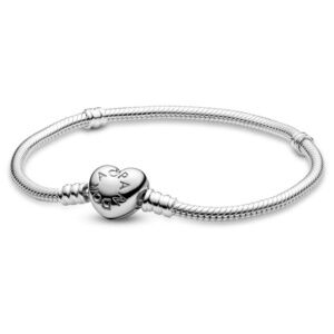 Authentic Pandora Moments Heart Clasp Snake Chain Bracelet 7.5" Valentine's Day